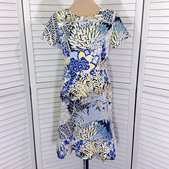 Talbots Midi Dress Size 6 Botanical Print Short Sleeve NWOT - Picture 3 of 12